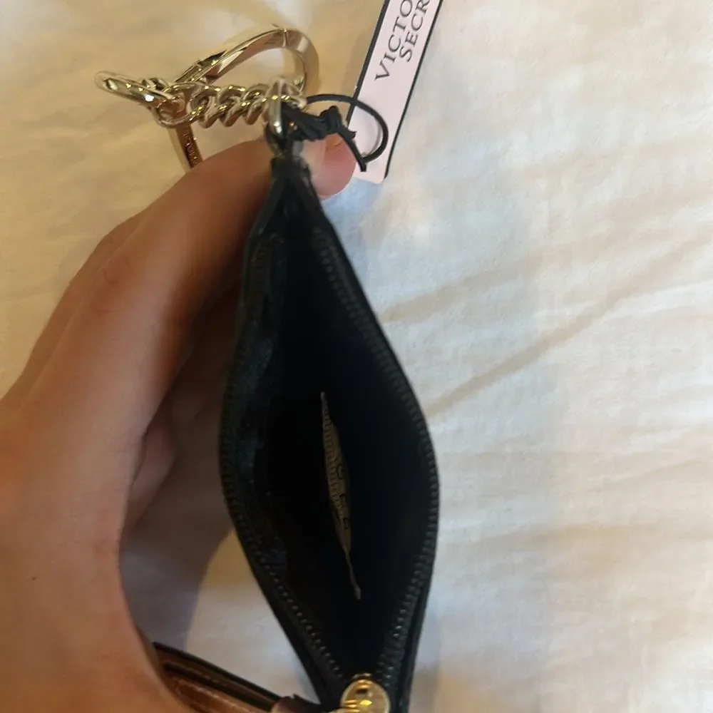 Victoria's Secret Black and Gold Card Holder Keychain